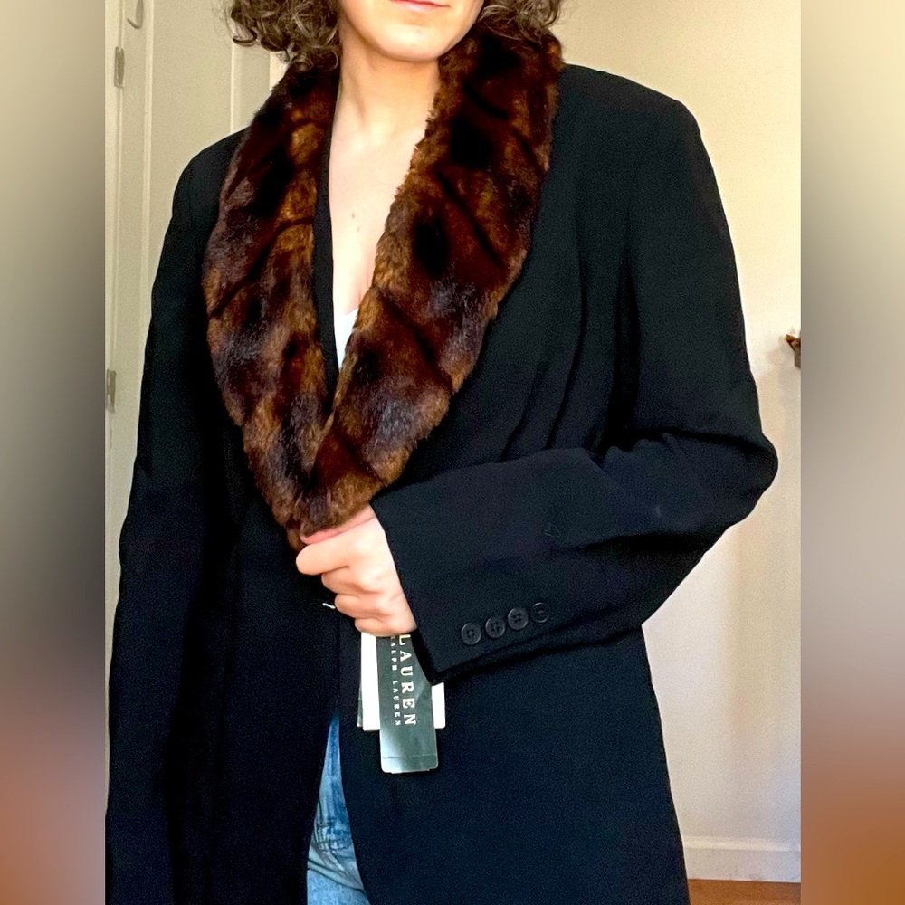 Ralph Lauren Blazer with Removable Faux Fur Lapel